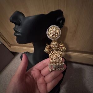 Ornate Gold and Silver Drop Earrings